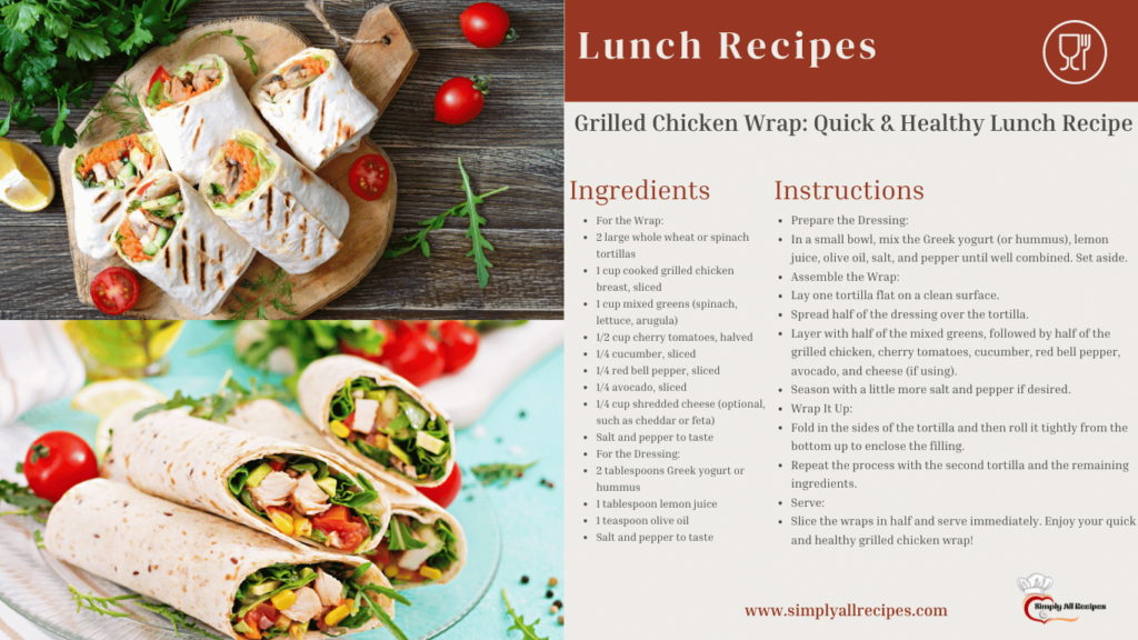 Grilled Chicken Wrap Quick & Healthy Lunch Recipe