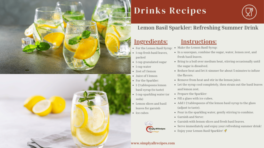 Lemon Basil Sparkler Refreshing Summer Drink