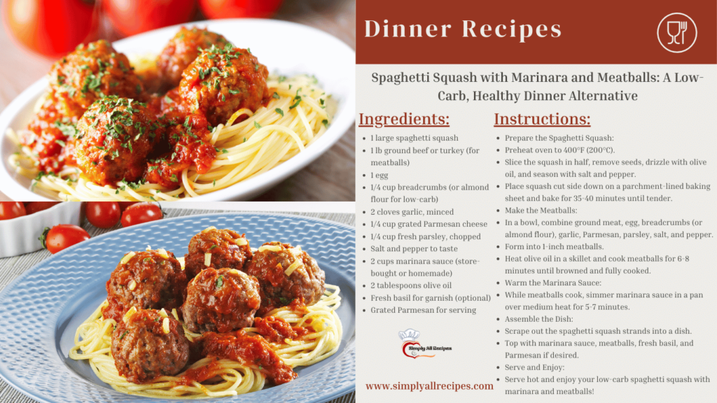 Spaghetti Squash with Marinara and Meatballs A Low-Carb, Healthy Dinner Alternative